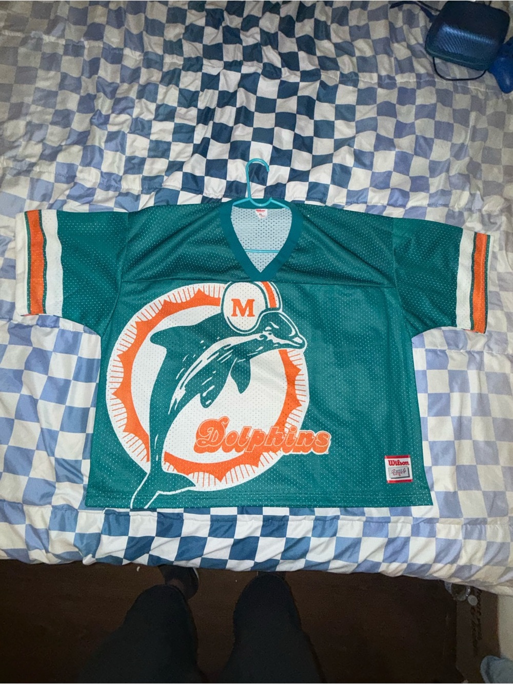 Men’s vintage Miami dolphins cropped mesh jersey